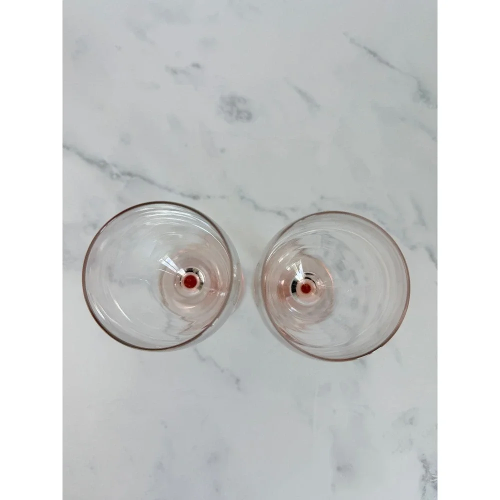 VTG Pair Arcoroc France Pink Stem 7 3/4